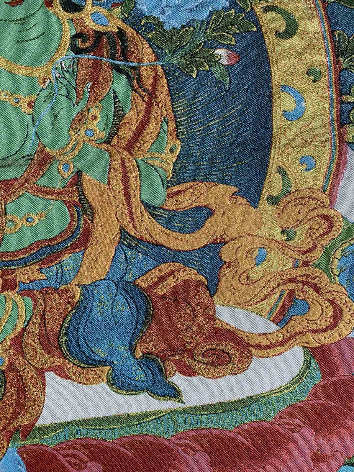 36″ Tibet Tibetan Cloth Silk Buddhism Green Tara Guanyin Tangka Thangka Mural 5