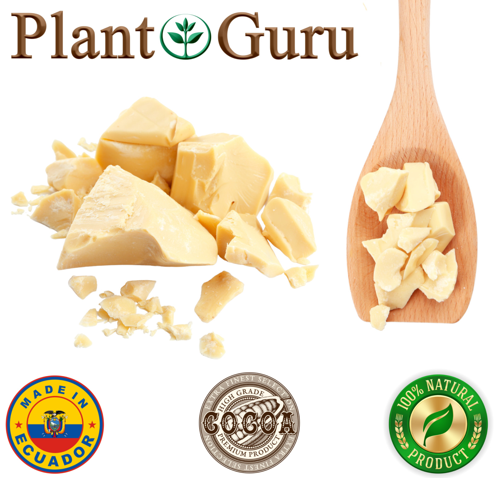 Raw Cocoa Butter 8 oz. FOOD GRADE 100% Pure Natural Unrefined Organic Cacao Bean