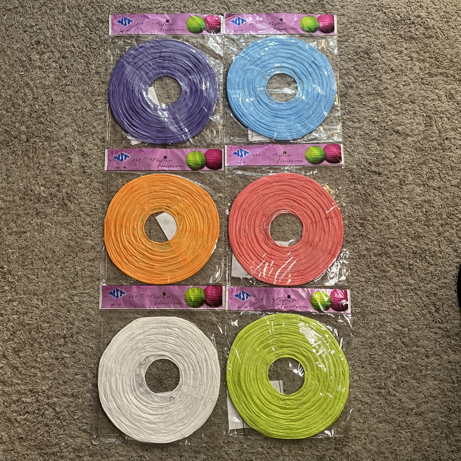 Chinese Paper Lanterns Lot of 6 Colored Preparation 10″ inch Decorative NST
