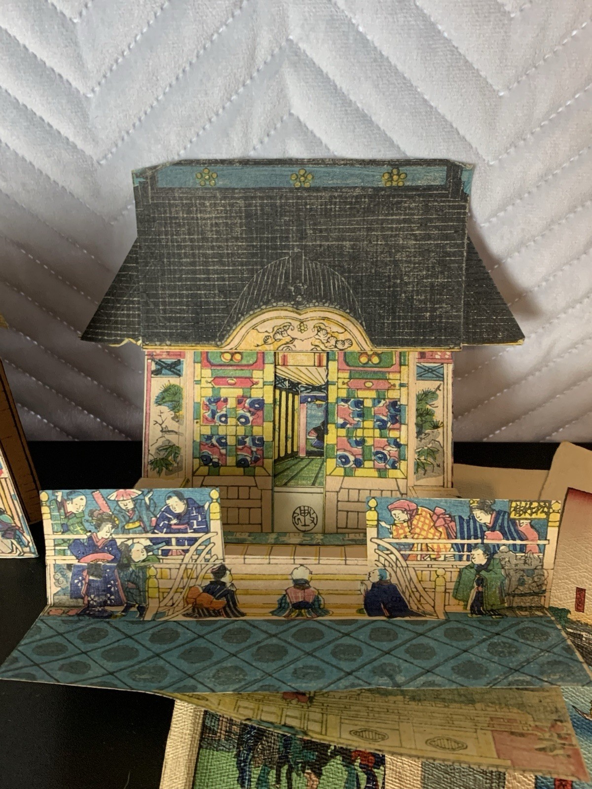 Vintage Antique Painted Paper Chinese Art Unframed Lot 3D Pop Up Home Decor