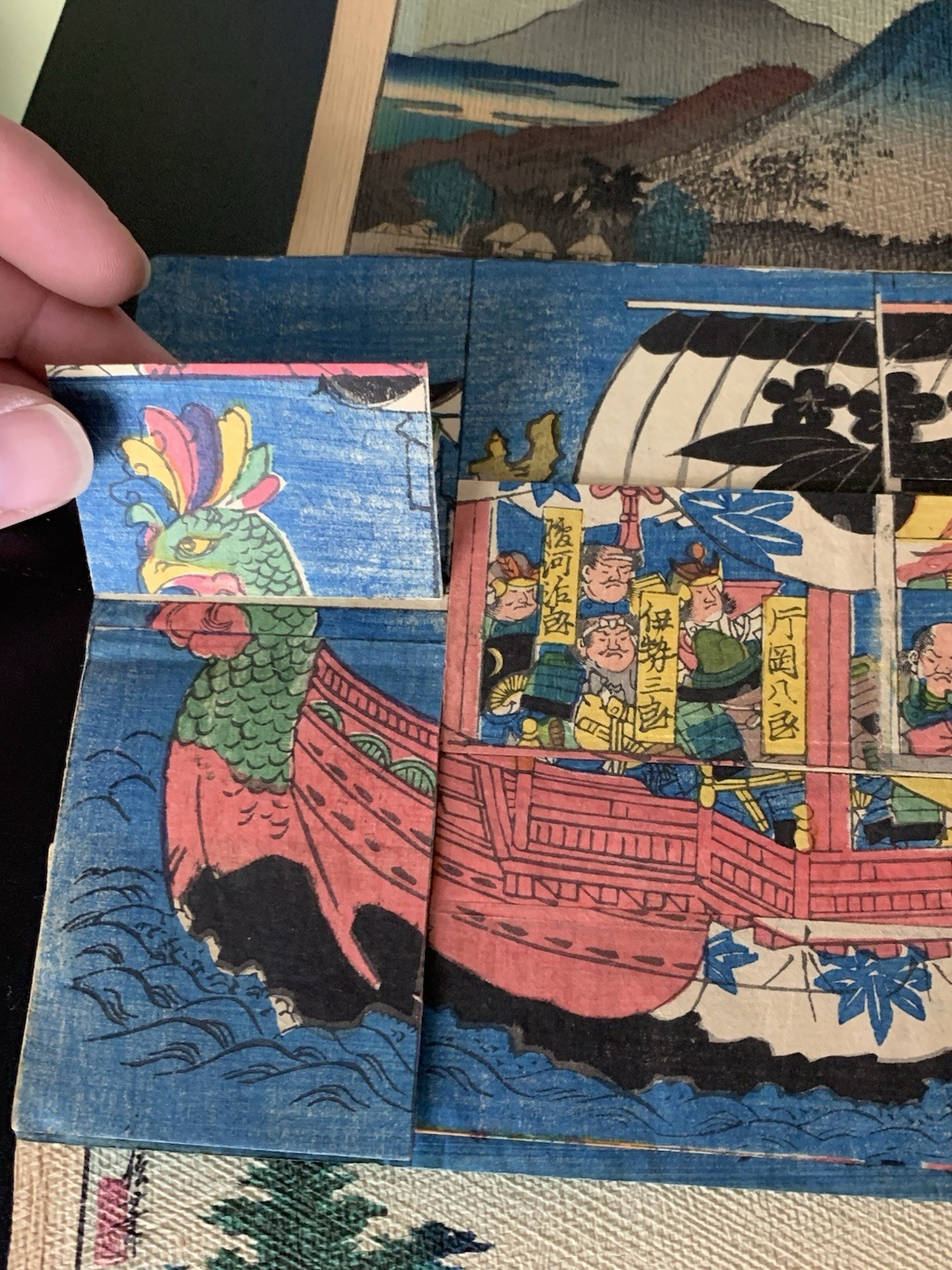 Vintage Antique Painted Paper Chinese Art Unframed Lot 3D Pop Up Home Decor