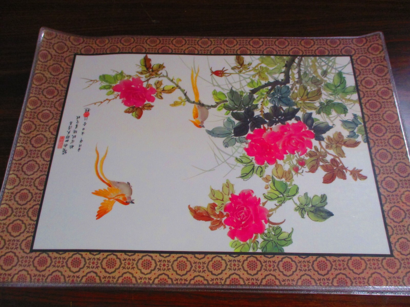 Chinese Traditional Flowers & Birds, 6 Place Mats, Both Sides Shown, NIB