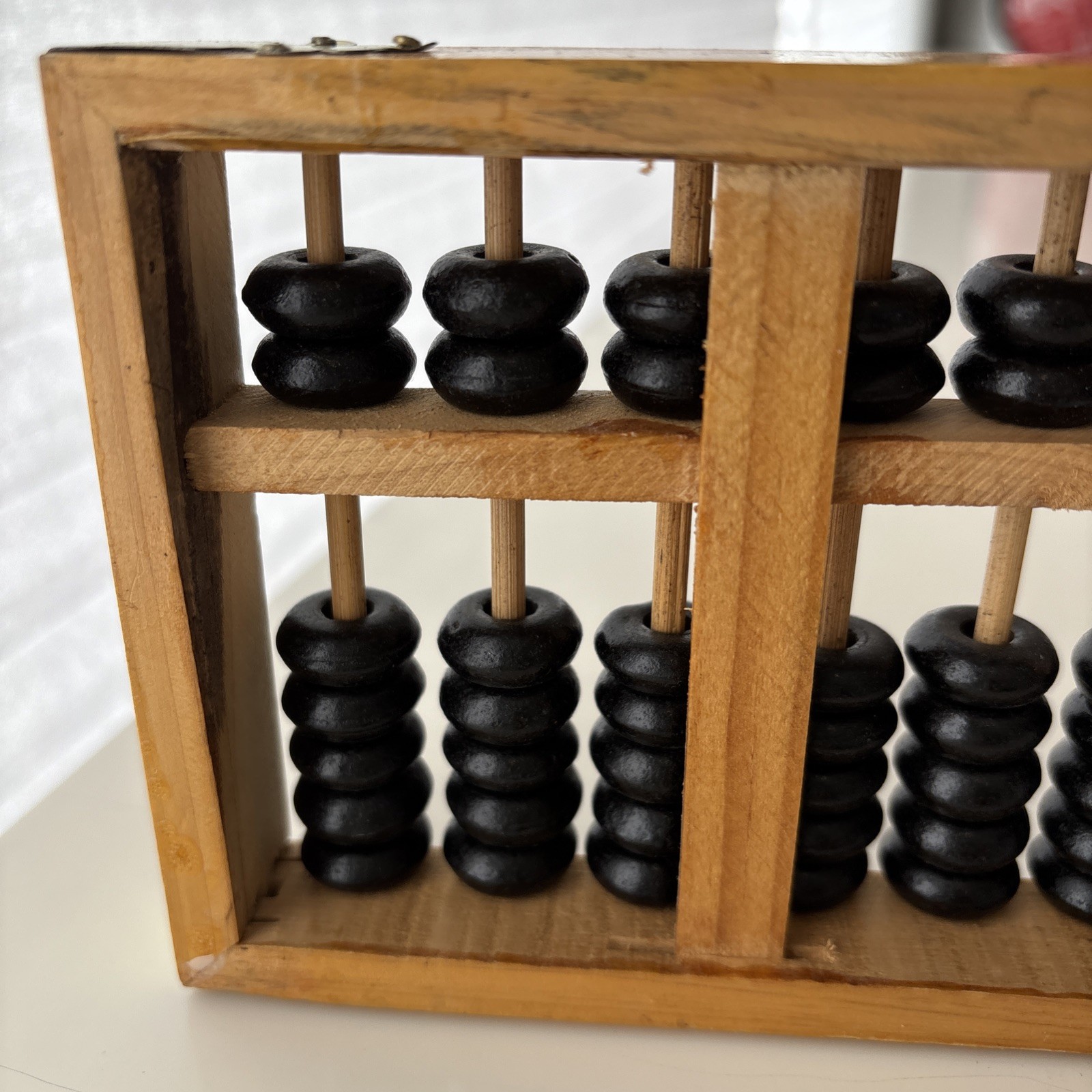 Vtg Chinese Abacus 91 Black Beads 13 rods 9.5×4” wood wooden Small
