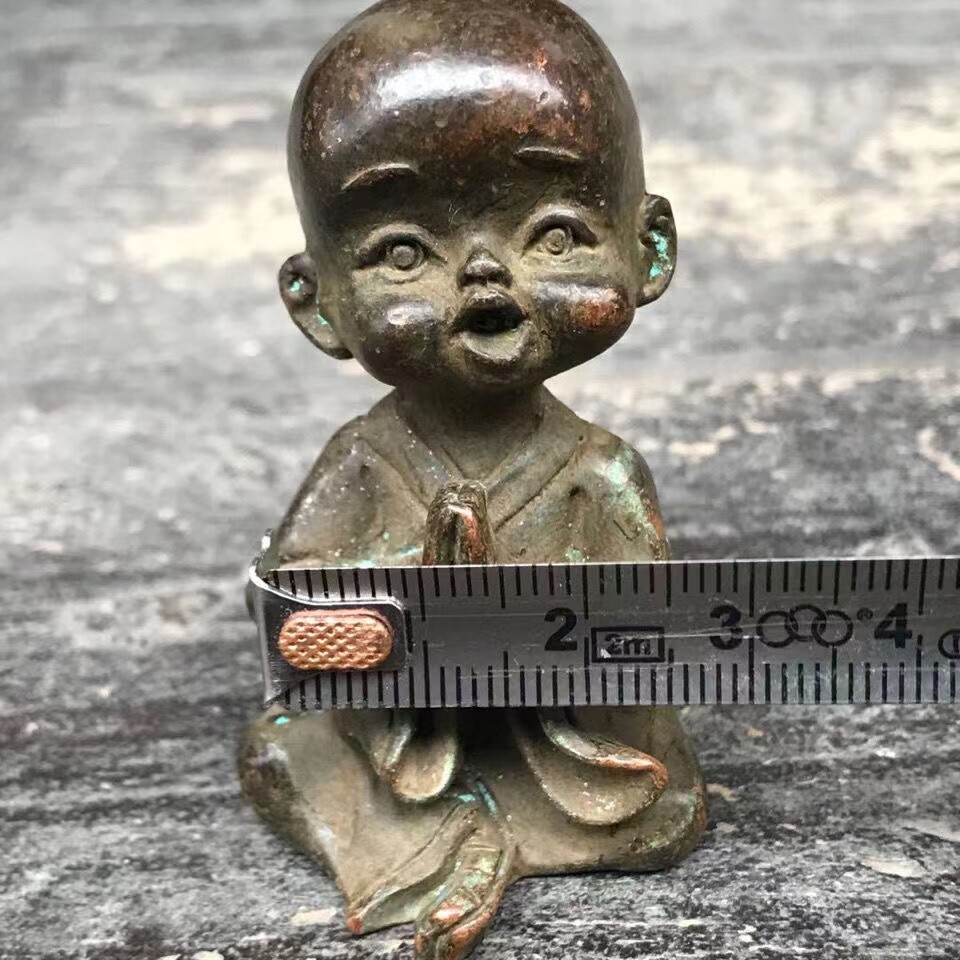 Solid Brass Kid Monk Buddha Statue Zen Table Decor