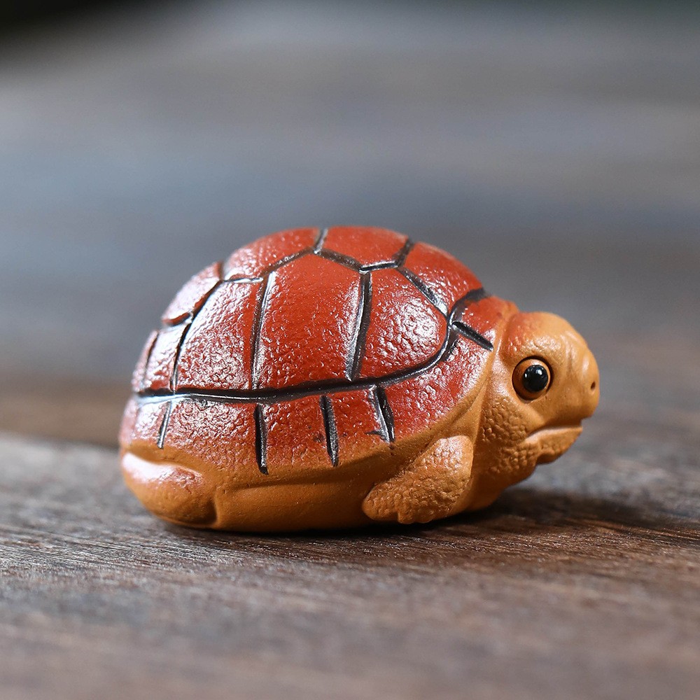 2″ China Yixing Zisha Jiangpo Clay Mini Red Shell Longevity Turtle Tea Pet