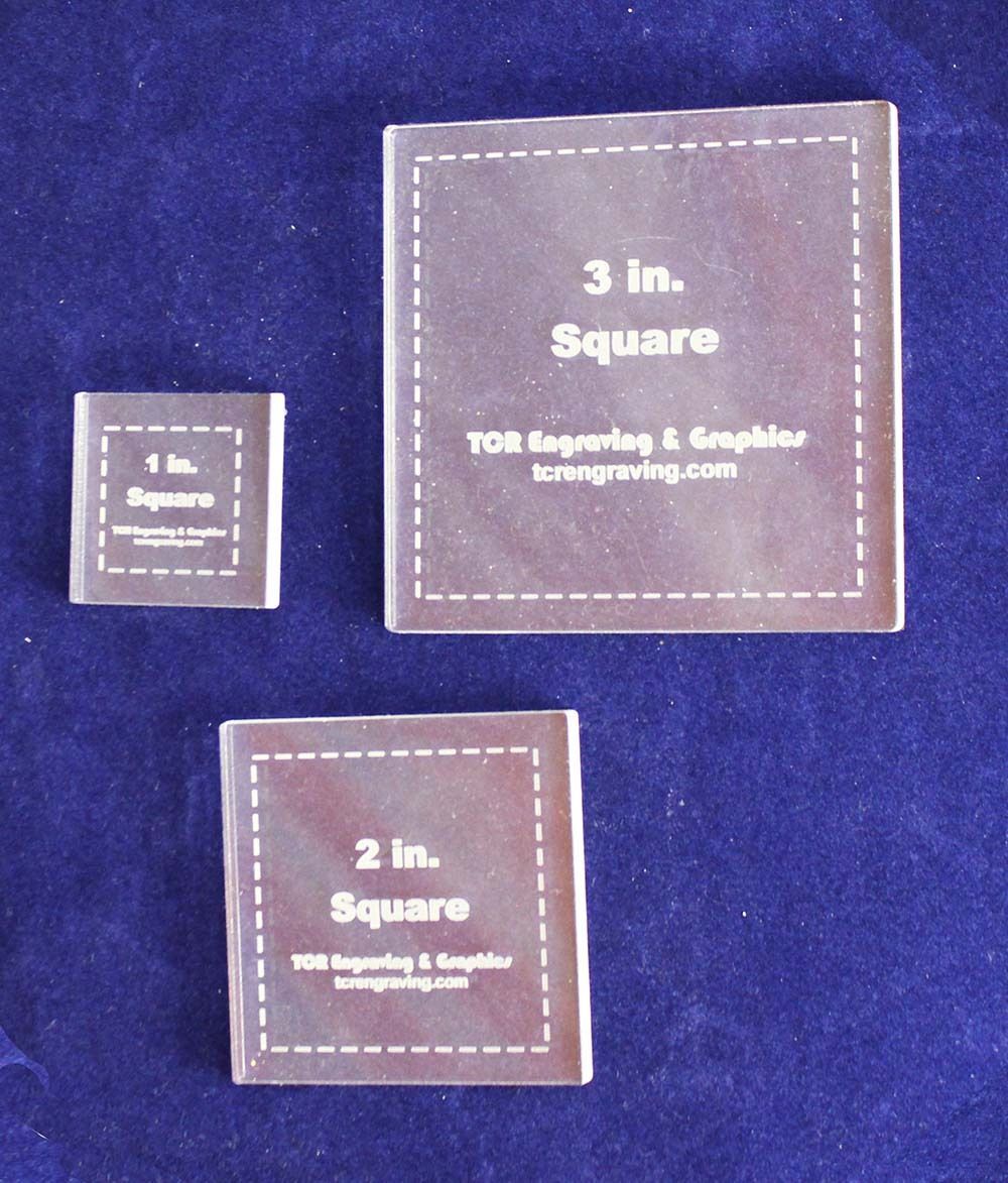 Quilt Templates- 3 Piece Square Set 1″, 2″, 3″ – Clear Acrylic 1/8″