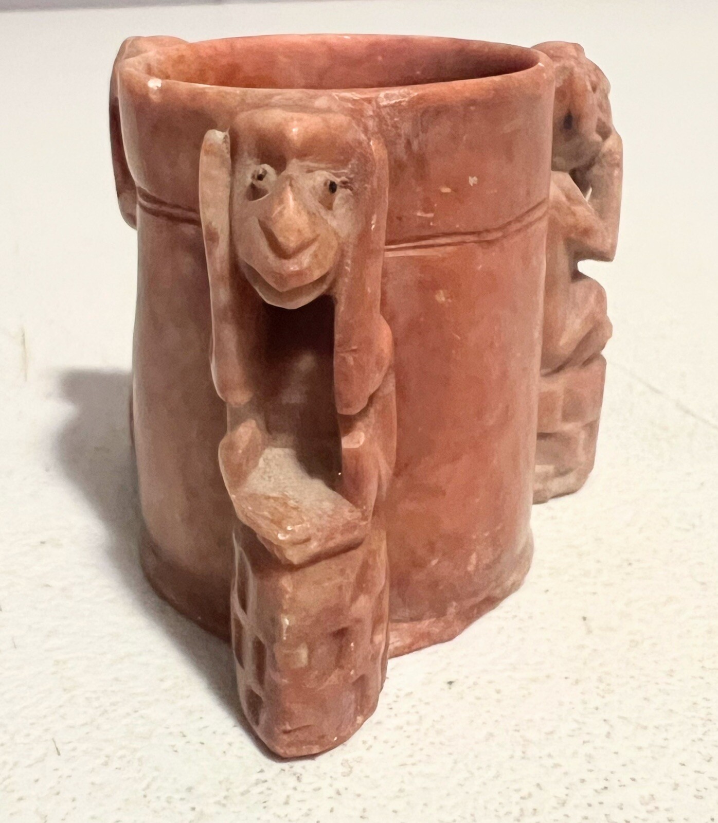 Chinese Soapstone Toothpick Holder Hand-Carved Speak, Hear, See No Evil