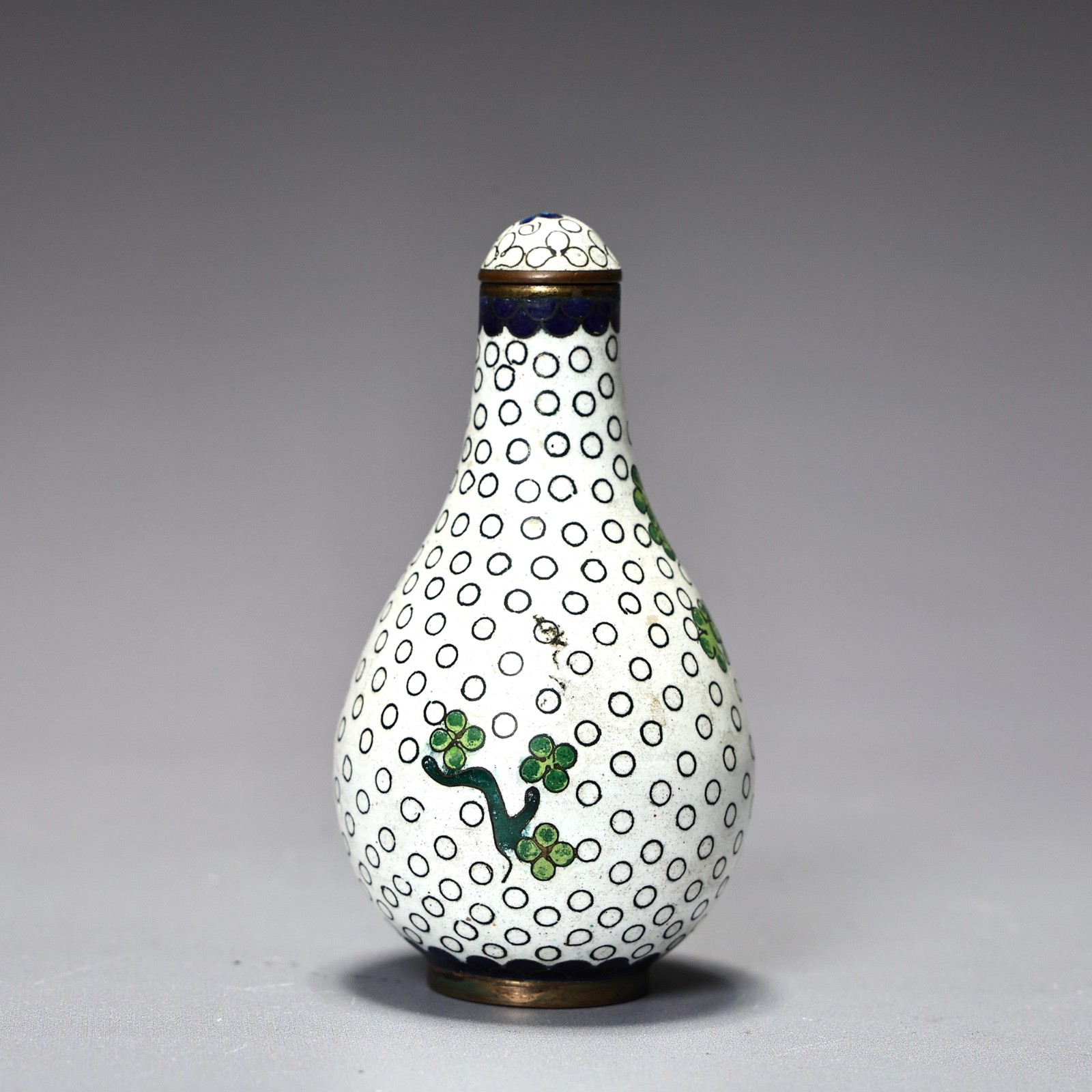 Chinese White Cloisonne Peacock Snuff Bottle