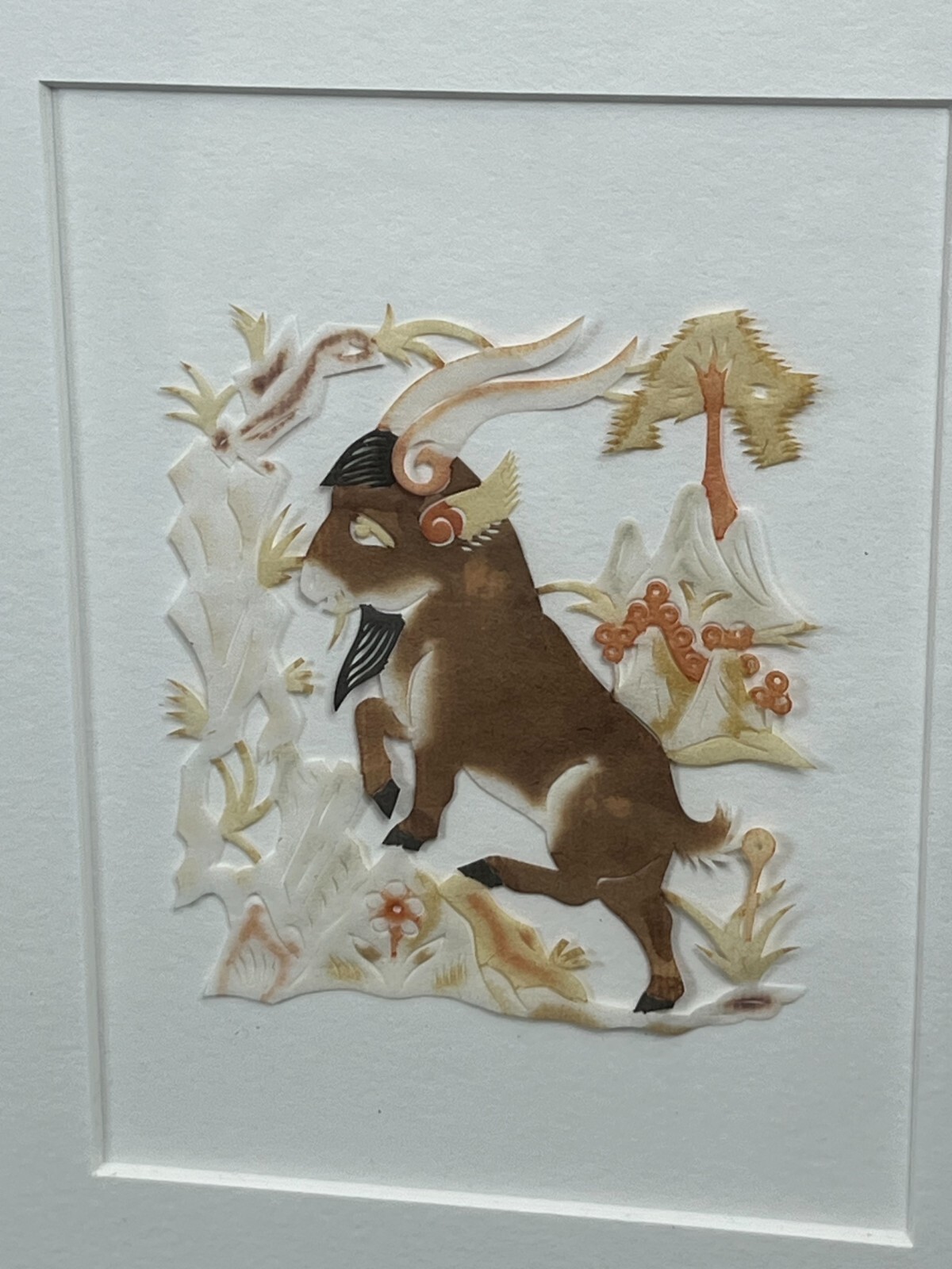 Chinese Paper Cut-Outs Set Vintage Radio Beijing Children Animals Monkey Framed