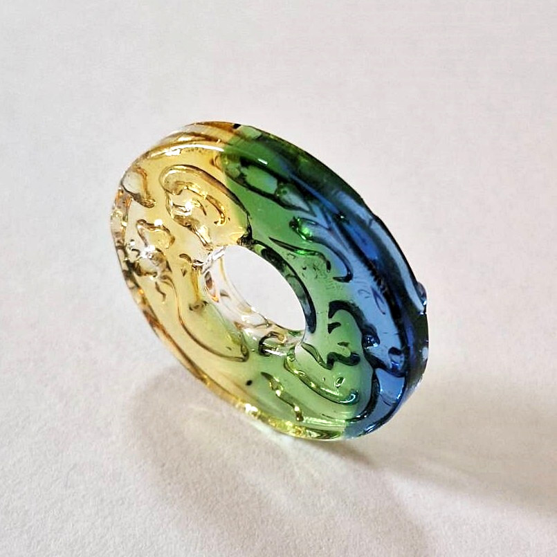 Liuli Multicolor Natural Fused Volcanic Glass Gemstone Donut Dragon Chinese Art