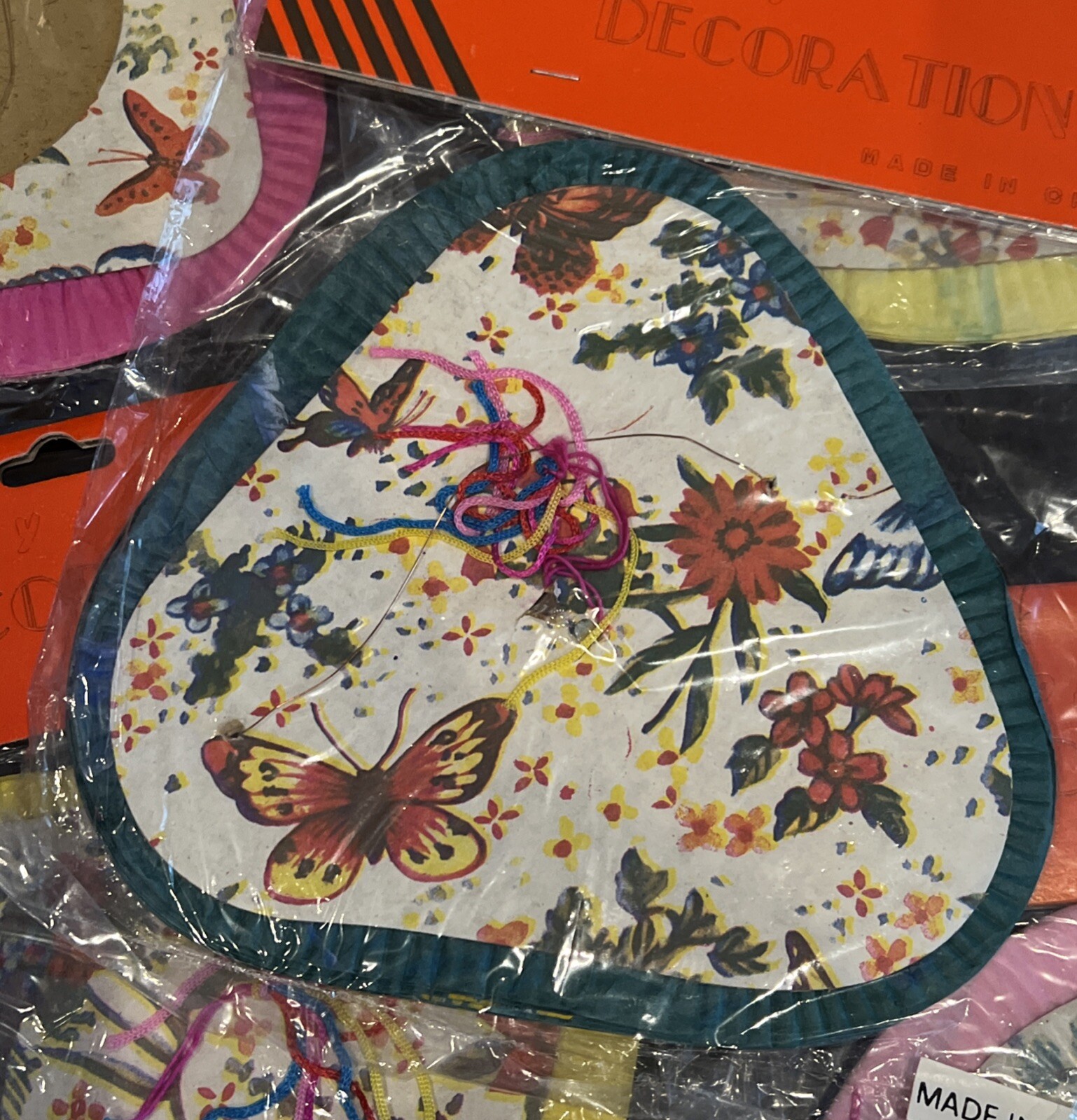 Vintage Small Chinese Paper Lanterns Butterflies & Flowers Sealed Lot Of 8