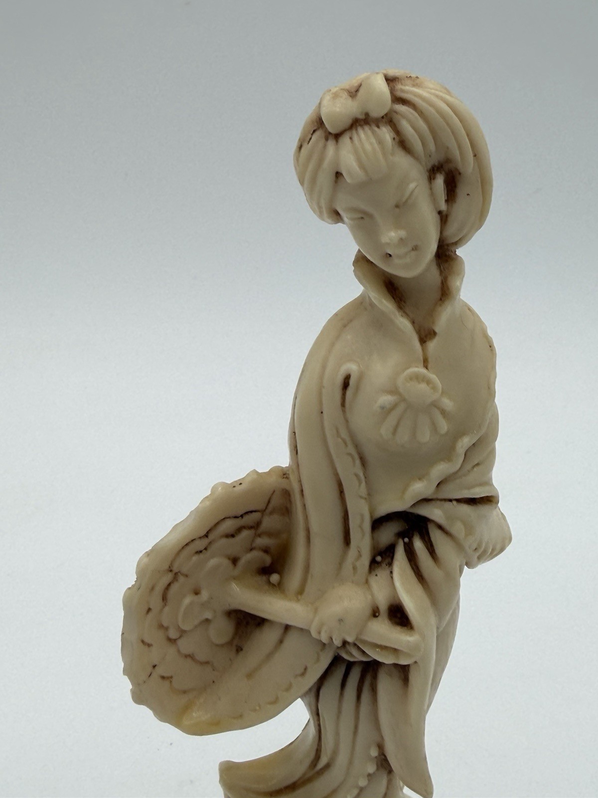 VTG Mid Century Italian Alabaster Resin Geisha Girl Sculpture Figurine 8”