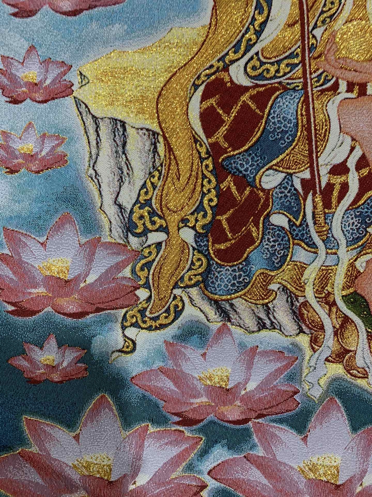 36″ China Cloth Silk Ksitigarbha Painting Mural Wall Hanging Tapestry Tangka 9