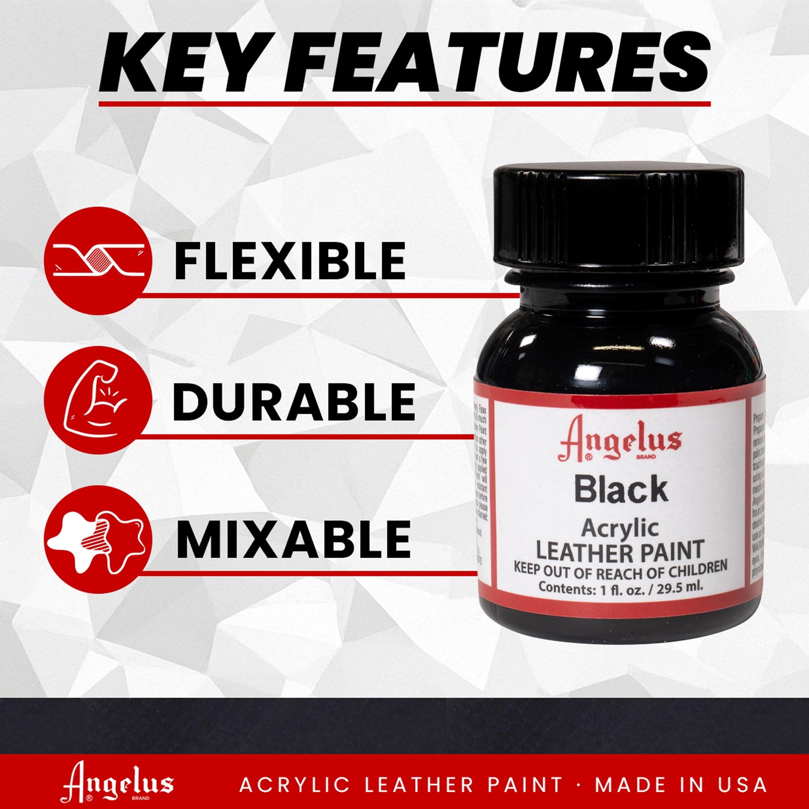 Acrylic Leather Paint – Black & White Duo 1oz Each – Durable, Waterproof, Fle…