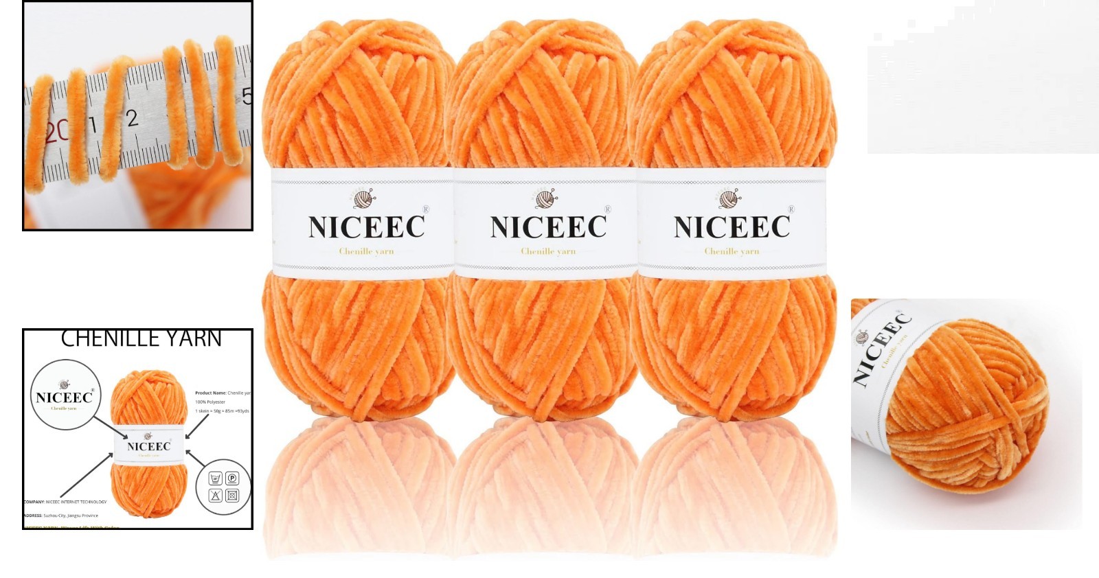 100% Polyester Soft Chenille Yarn – Perfect for Knitting & Crochet Creations
