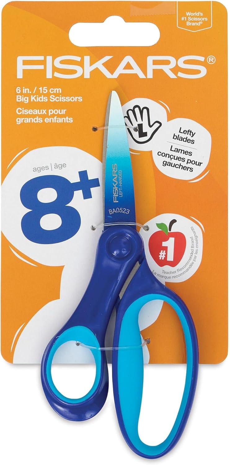 Fiskars 6″ Left-Handed Big Kids Scissors for Ages 8-11, Scissors for School or C