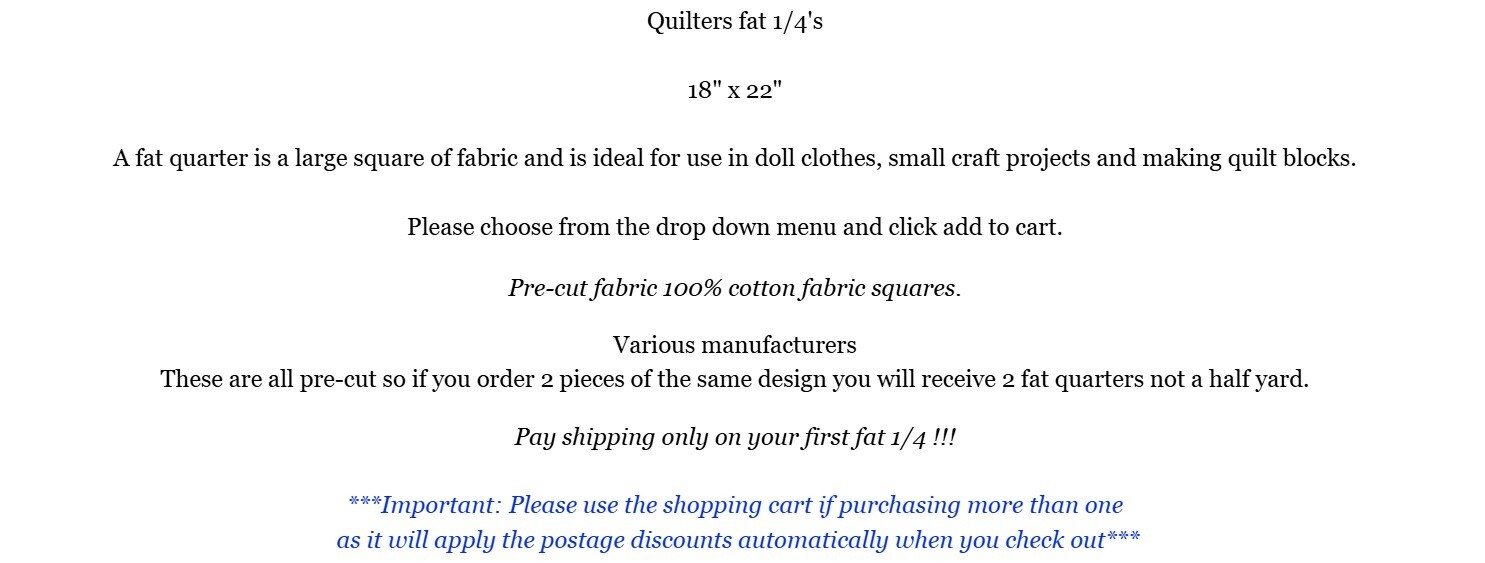 Pre-Cut Fat Quarters 1/4’s By Riley Blake Cotton Fabric. $3.99 Ships Any Amount