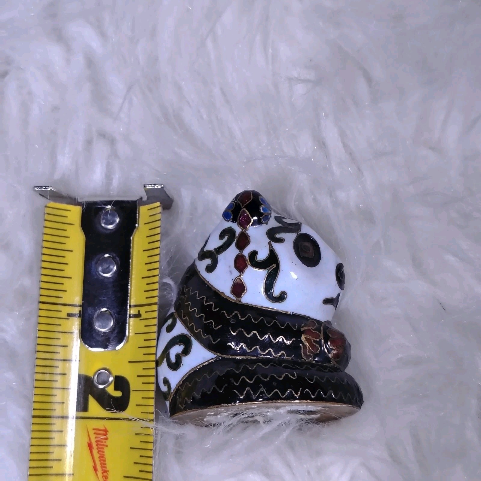 VTG Chinese Cloisonne Mutli Colored Floral Pattern Panda Bear Figurine