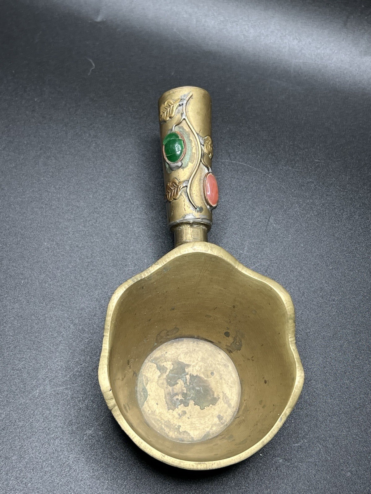 Vintage Brass Silk Iron Asian Dragon Design Cabochon Handle Made In China