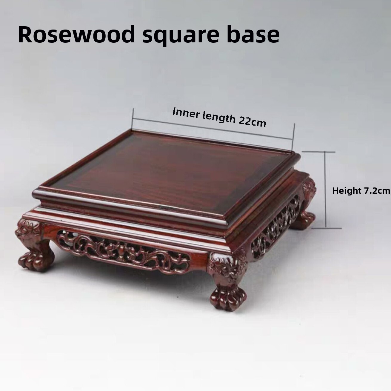 Rosewood Square Base Display Stand for Vase Bottle Teapot Incense Burner Etc 03