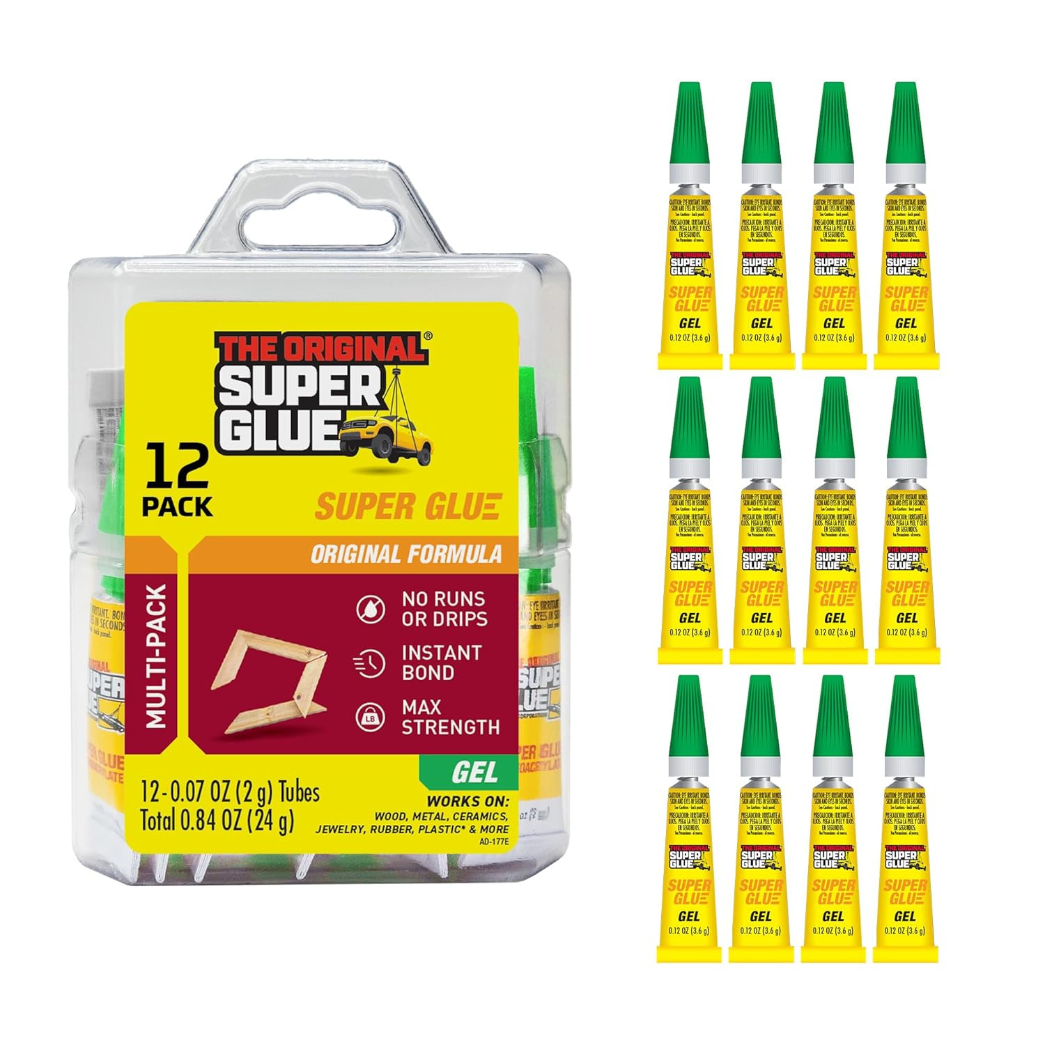 Super Glue Gel – 2 Gram Tubes – 12 Count (Pack of 1)