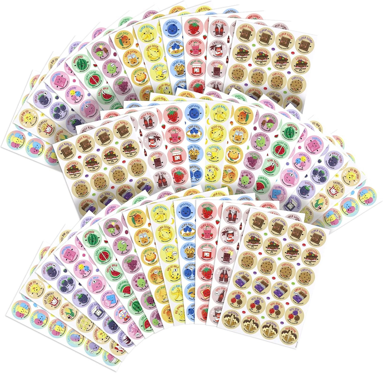 Scratch and Sniff Stickers – 864 Pieces, 12 Different Scents, 36 Sheets – Reward