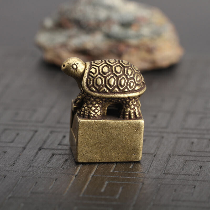 Chinese old Antique Collectible Bronze Recruit money turtle seal statue