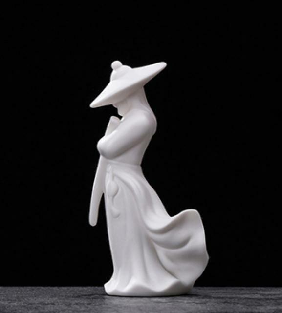 5.5″Chinese White Porcelain Ceramics Chivalrous Expert Figurine Statue Statues
