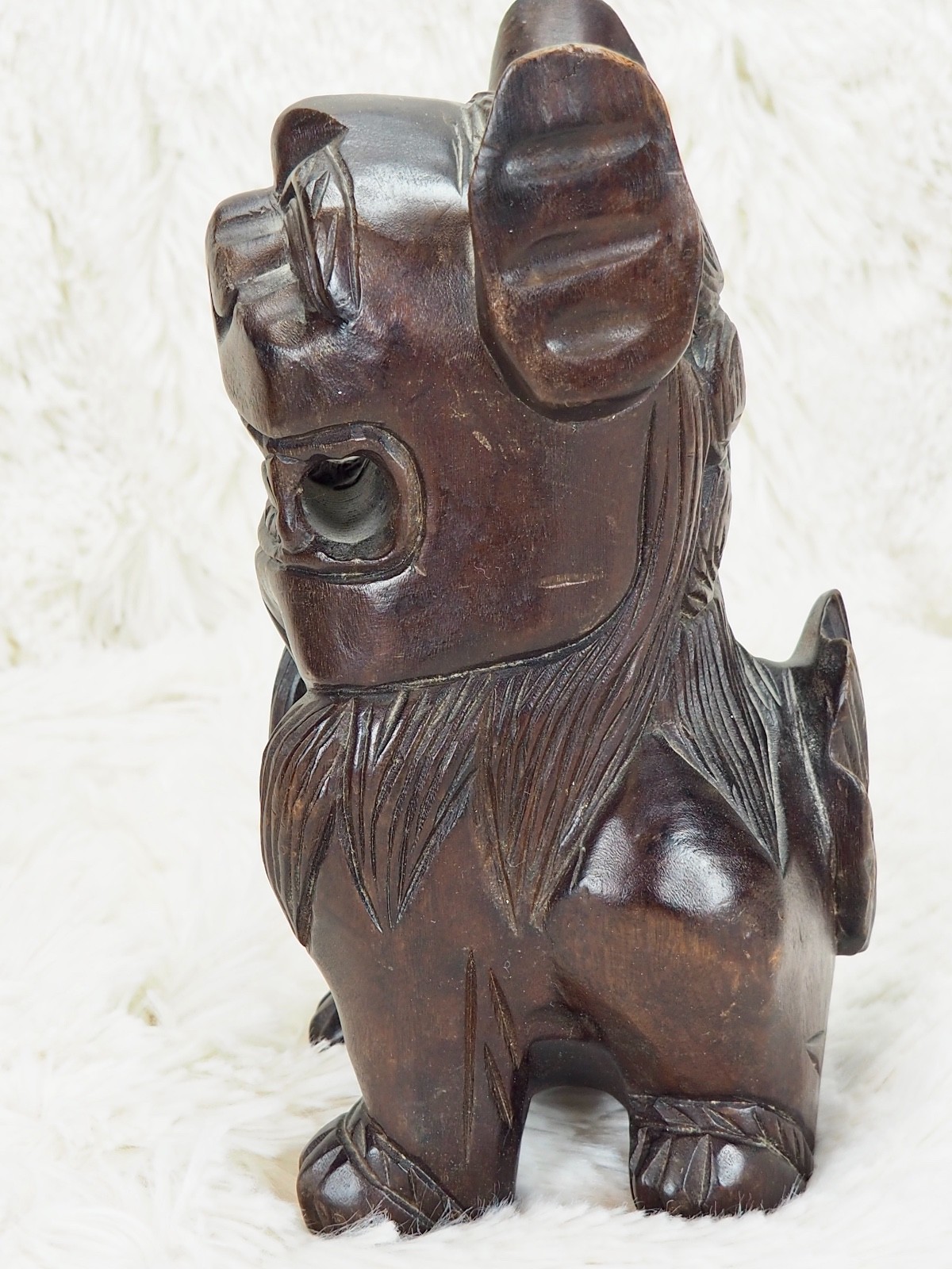 Chinese Foo Dog – Carved Wood Solid – Vintage/Antique – 8.5″ Tall