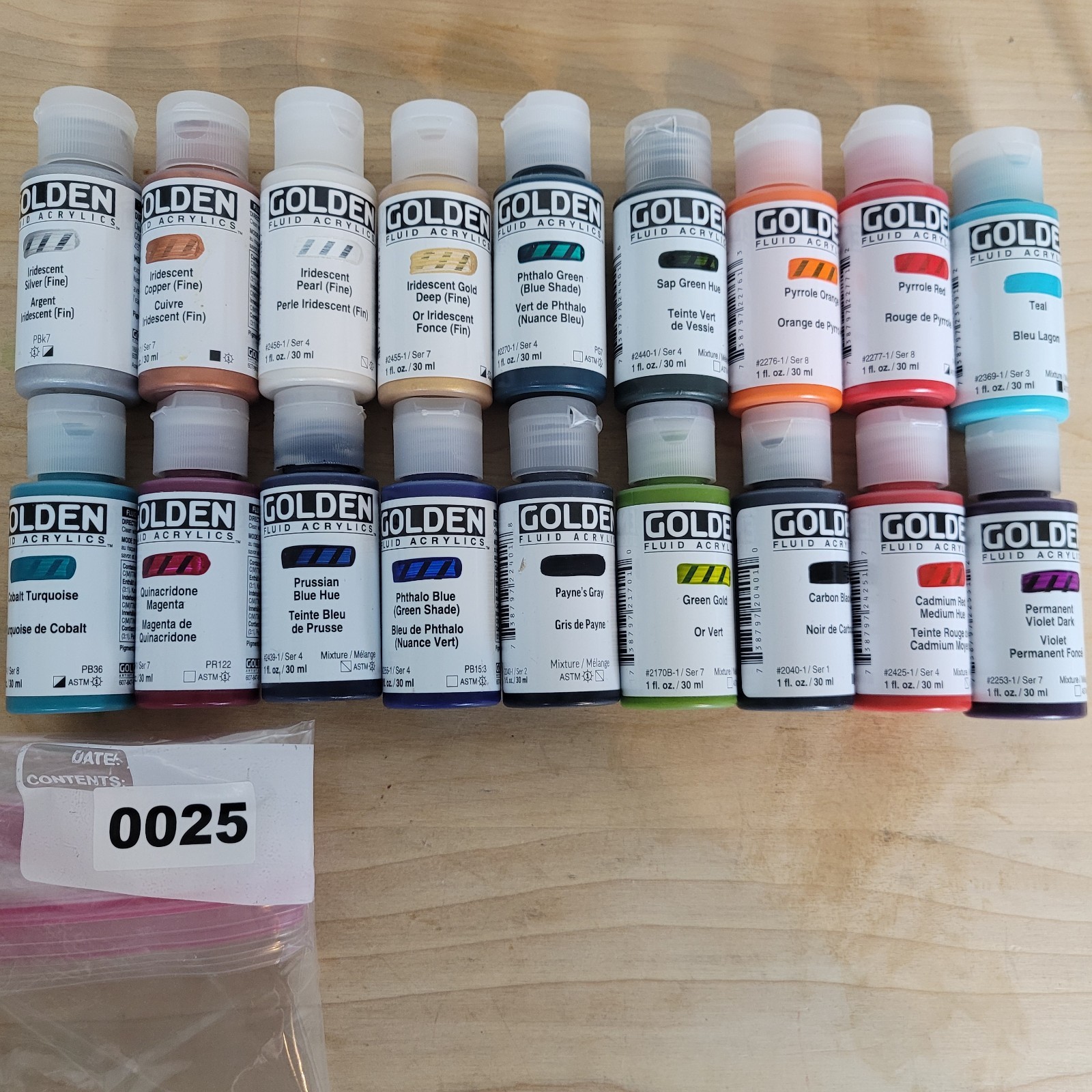 #25 Golden Fluid Acrylics 1 fl. oz/30 ml Lot Of 18 Sealed No Duplicates New!!
