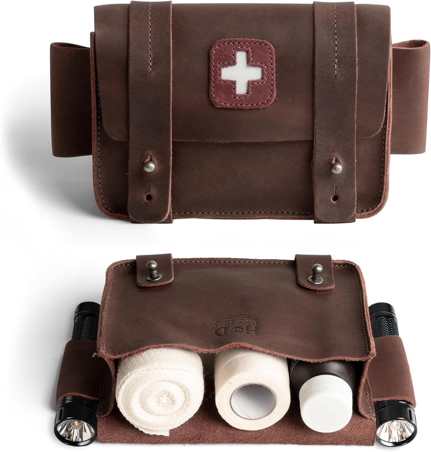 Handmade Full Grain Leather Mini First Aid Bag for Survival Kits