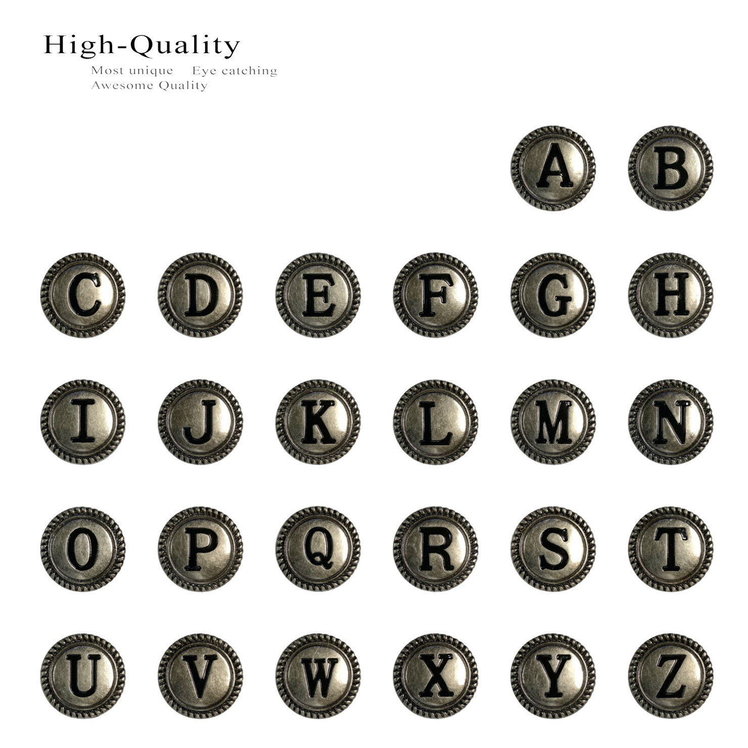 1-1/8″ Antique Silver Letter Initial Alphabet Conchos Tack Screw Back Concho