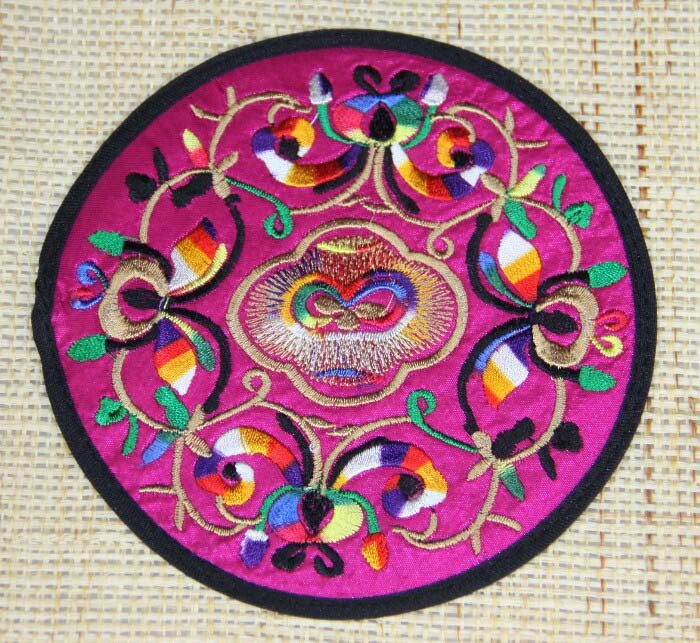 Tribal exotic chinese machine embroidery table mat flower(pair)