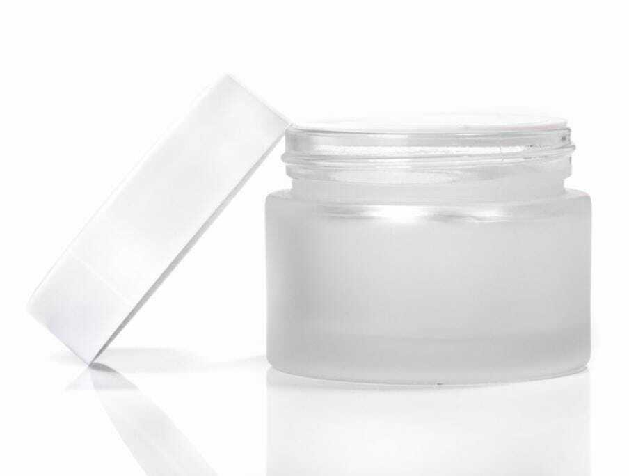 1 oz | 30 mL frosted glass jar & white lid (12 ct)