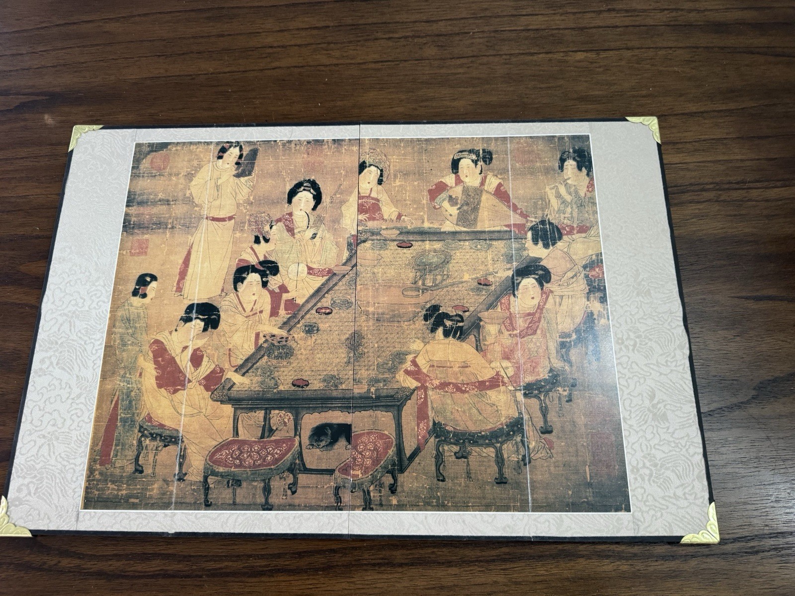 VTG Miniature Chinese Folding Table Top Screen, 4 Panel Famous China Painting