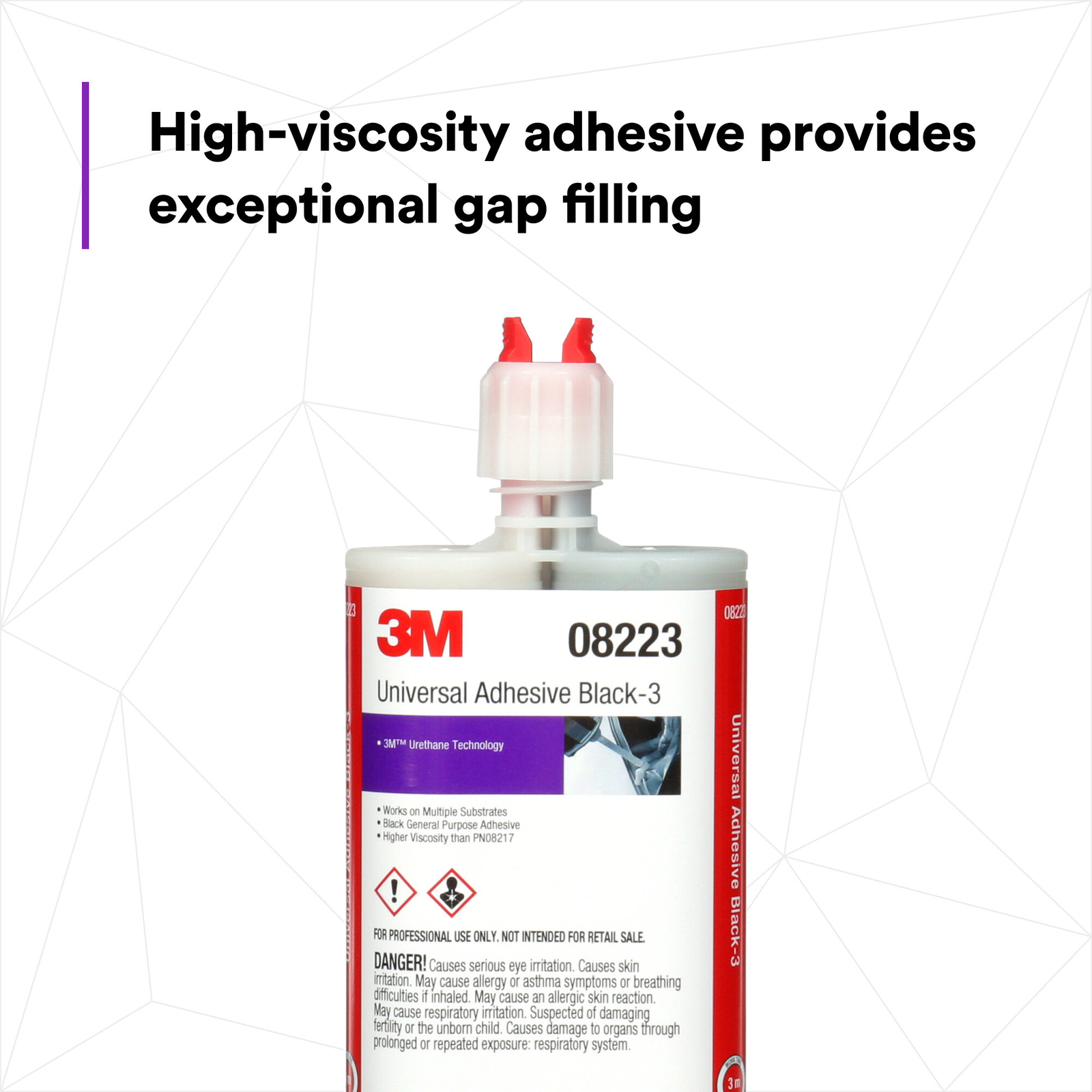 3M Universal Adhesive Black – 3, 08223, 200 mL Cartridge