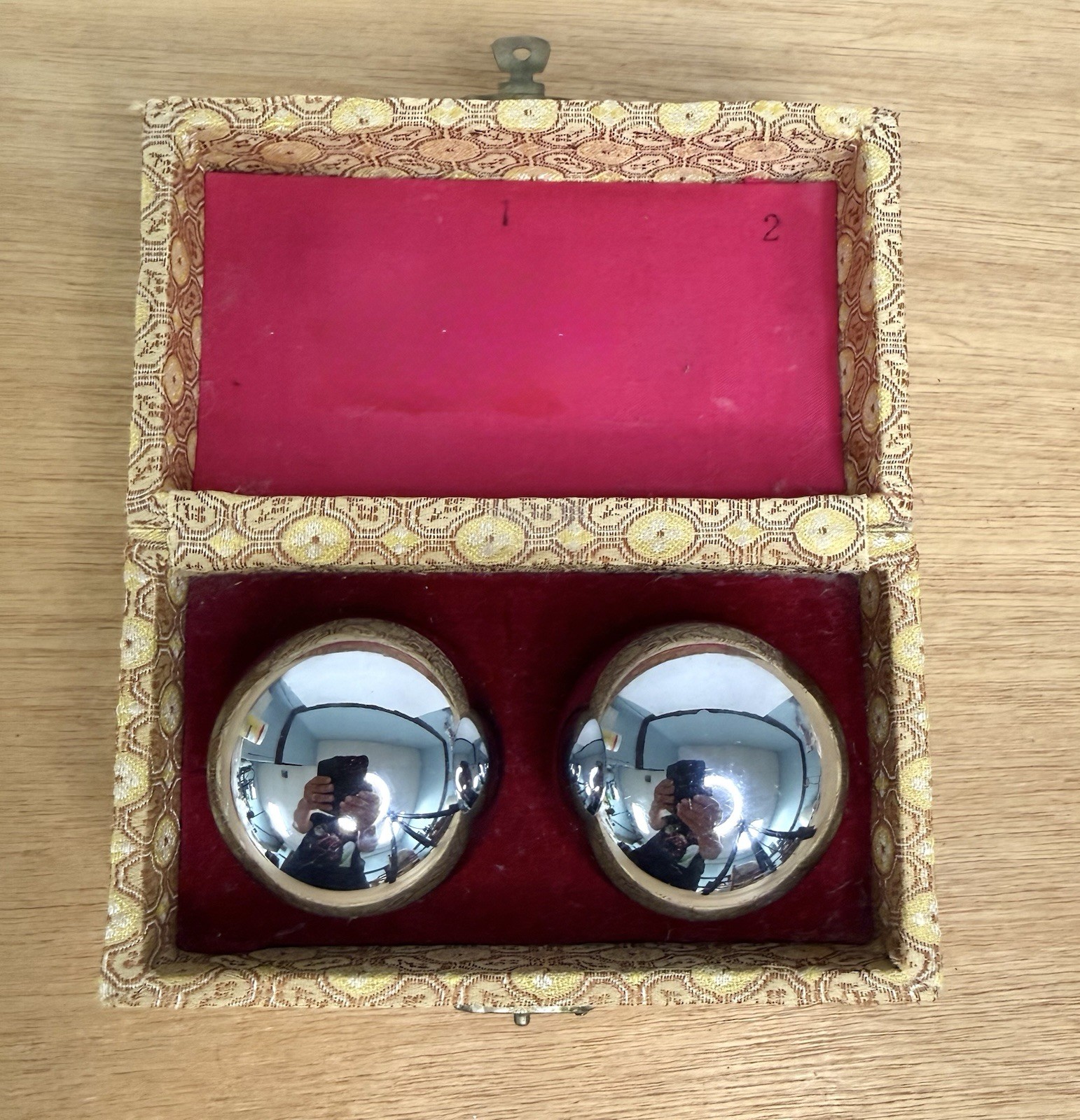 Vintage Baoding Stress Balls Steel Meditation Therapy Exercise Box Set
