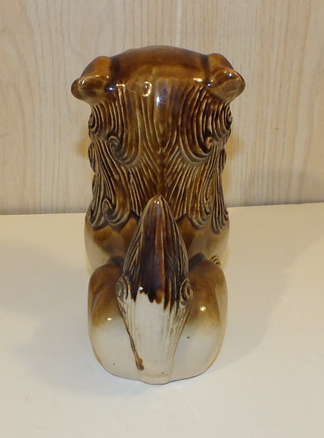 Statue Foo Dog 7 inches tall – Beautiful – Brown & Natural Glaze Ceramic ~ Cute