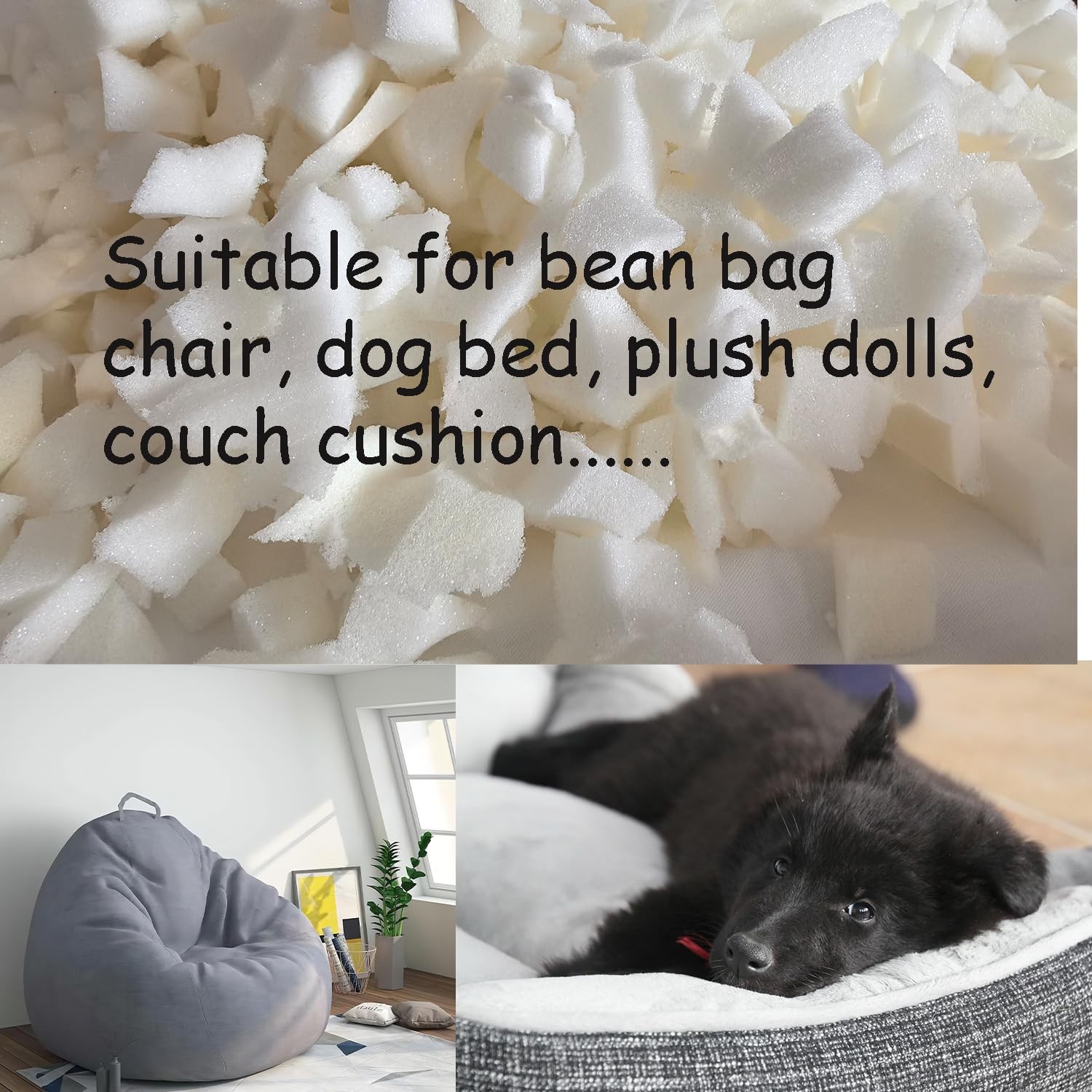5lbs Shredded Memory Foam Filling or Bean Bag Filler, Premium Beanbag Stuffin…
