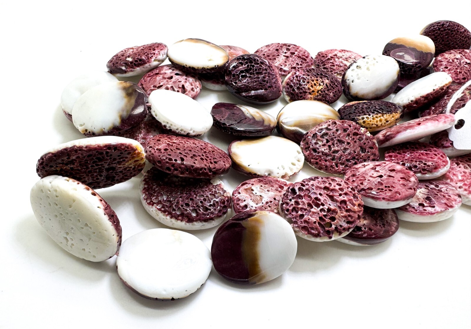 Natural Spiny Oyster Shell Flat Oval Disc Purple Gemstone Beads – PG202