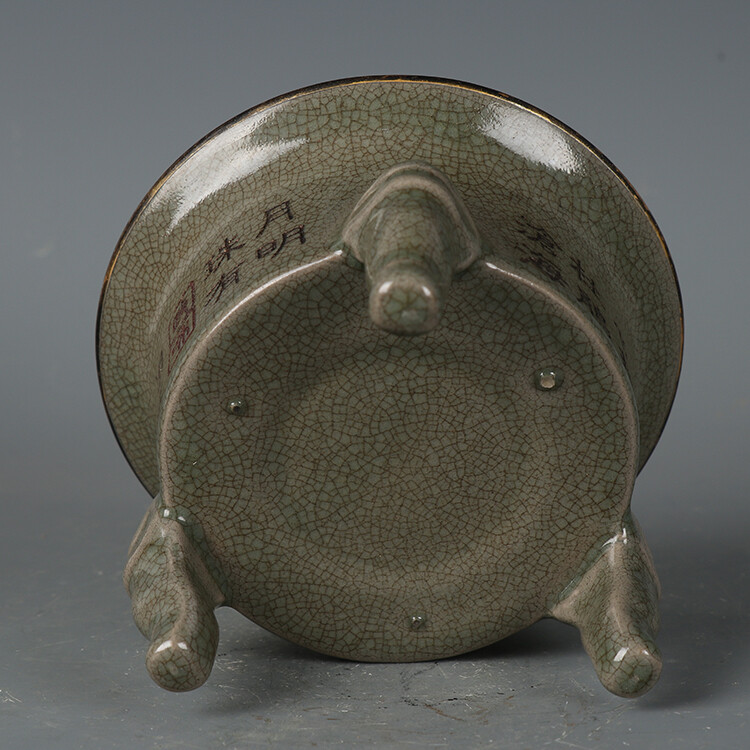 7.9″ Good Chinese Porcelain Ru Kiln Animal Foo Fu Dog Lion Incense Burner