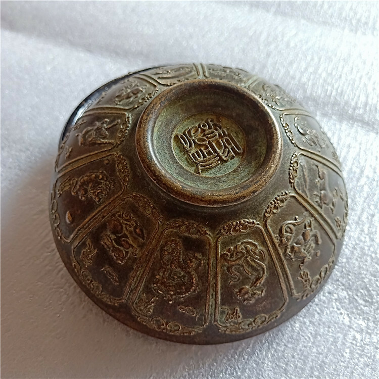 Bowl Crafts Chinese Zodiac Brass Old Copper Bowl Fengshui