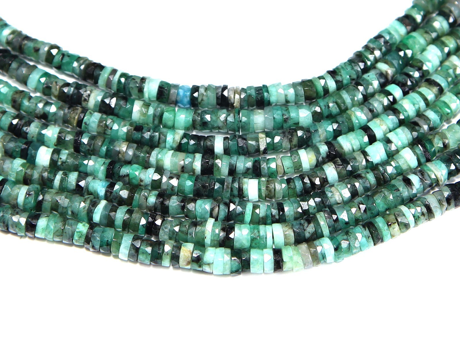 Emerald Shaded Faceted Button Beads NATURAL Emerald Tyre Gemstones Beads 16 Inch