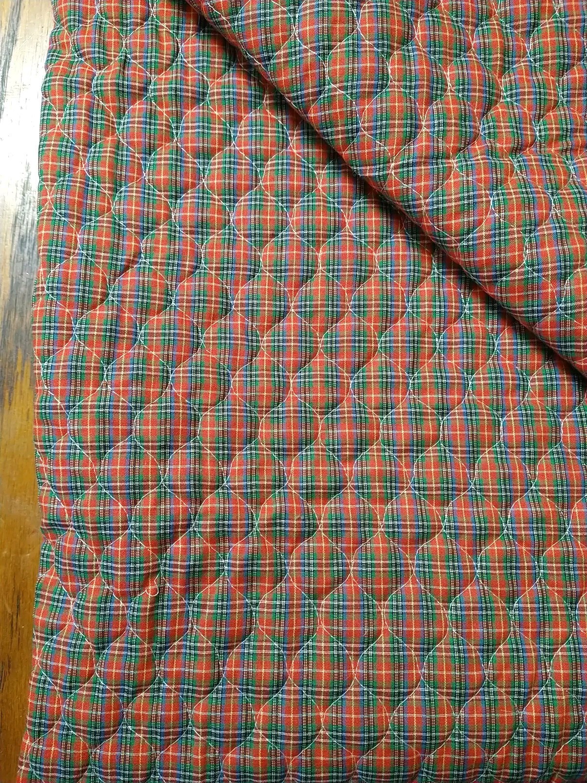 Pre-quilted Single-Sided Fabric Red Tartan Plaid 18″ L x 44″ W BTHY