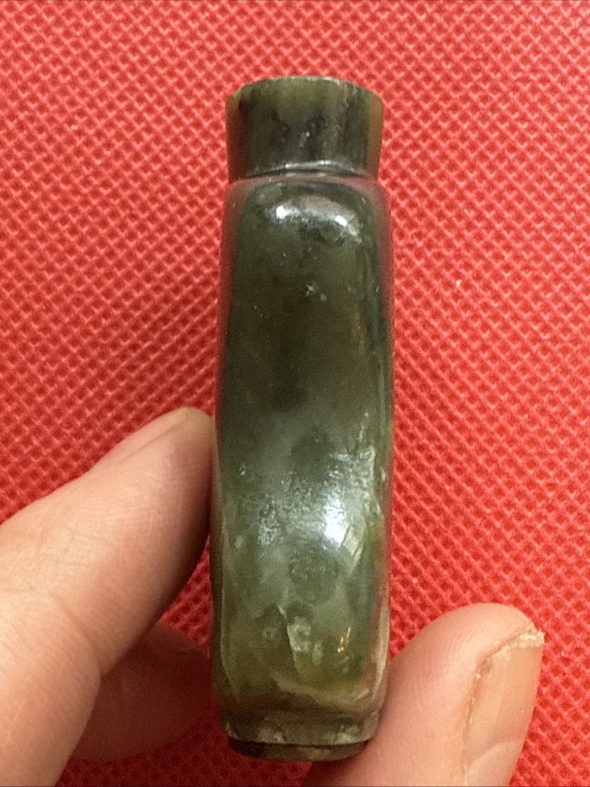 Vintage Landscape Nephrite Jade Snuff Bottle- Missing Cap
