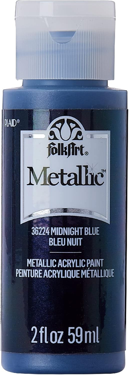 FolkArt Metallic Acrylic Craft Paint, 2 Fl Oz (Pack of 1), Midnight Blue
