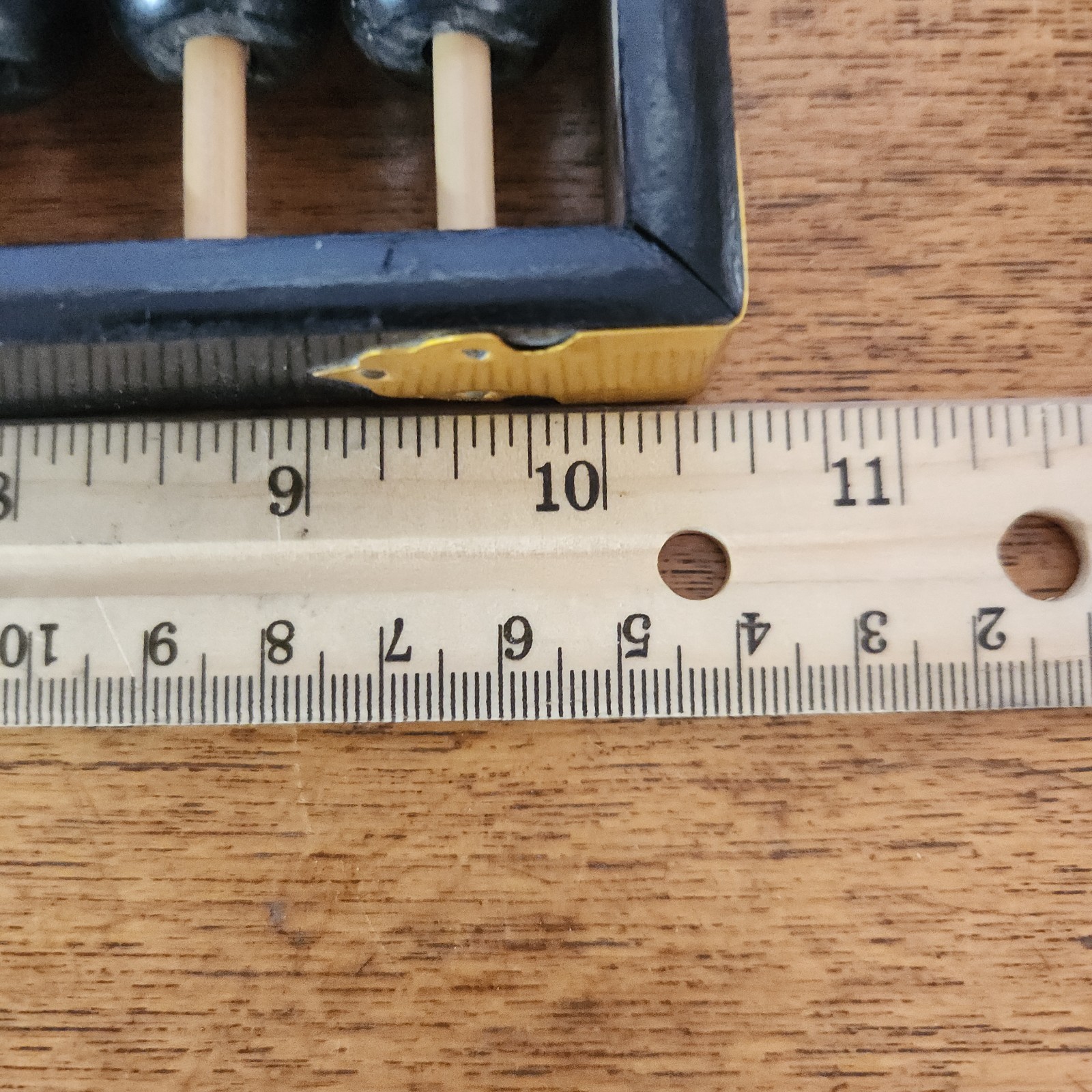 Vintage Lotus Flower Brand Chinese Abacus 13 Rods 91 Beads Wood Brass Suanpan