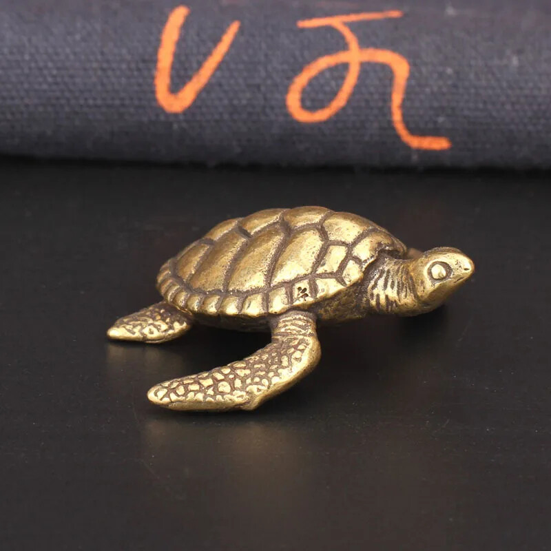 Solid Brass Turtle Small Decorations Living Room Vintage Copper Sea Miniature