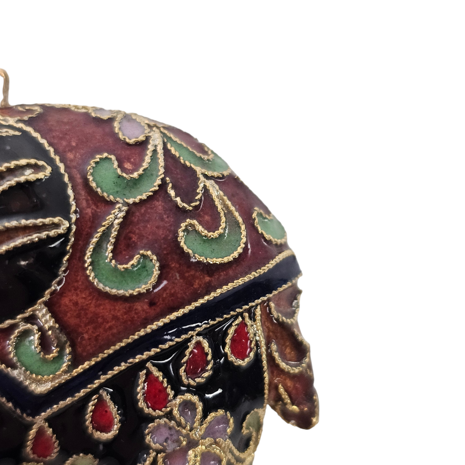 Vintage Cloisonné Elephant Necklace Pendant Enameled Black 2″L China