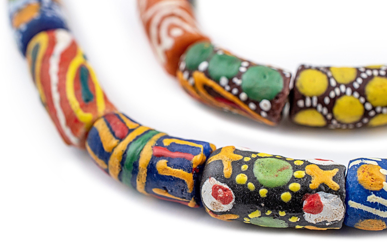 Rainbow Mix Krobo Powder Glass Beads 10mm Ghana African Multicolor Elbow